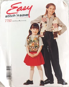 Easy Stitch n Save 7750 McCall's Vest Shirt Pants Skirt Childrens Size 2-14 - Picture 1 of 3