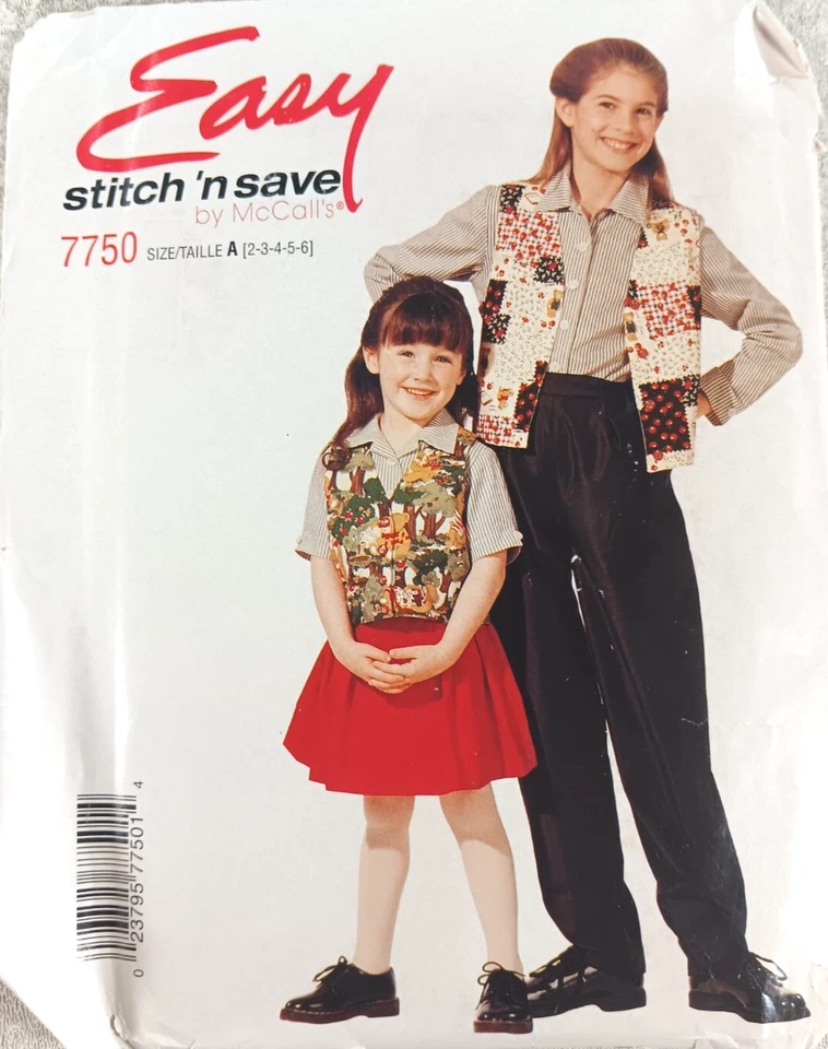 Easy Stitch n Save 7750 McCall's Vest Shirt Pants Skirt Childrens Size 2-14 - Image 1 of 3