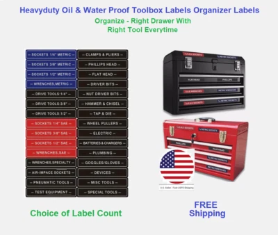 Etiquetas organizadoras de caja de herramientas a prueba de agua y aceite de fácil lectura de impresión grande de alta resistencia Foto 1 de 4