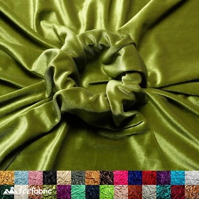 Tela de terciopelo elástico verde oliva claro por yarda Foto 1 de 4