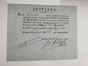 Trieste 4 giugno 1821 QUITANZA PER FIORINI 4 ISTITUTO GENERALE DE'POVERI - Picture 1 of 3