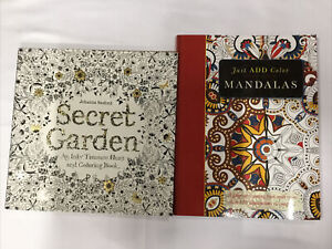 Lot of 2 Adult Coloring Books Just Add Color Mandalas; Secret Garden