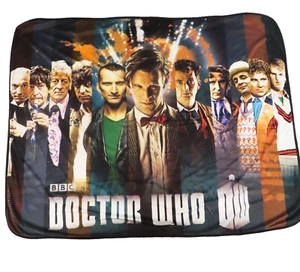 Dr Who 11 Doctors Velveteen Fleece Throw Blanket 50x60 BBC Sci-Fi Collector Gift - Picture 1 of 2