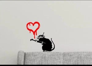 6” Banksy Love Painting - Sticker Vinyl Decal Graffiti Rat Design Home Wall Art - Picture 1 of 1