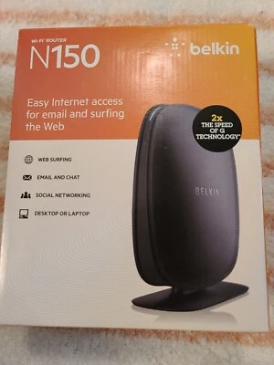 Belkin N150 Wireless/Wi-Fi Router 4 Port 2.4 GHz Easy Internet Access, Open Box - Image 1 of 4