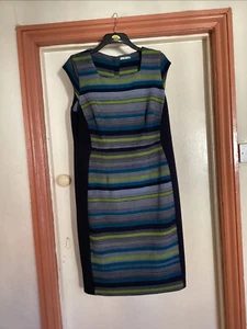 TU Striped Square Neck Polyester Midi Dress with Stretch. Size 20. - Picture 1 of 12