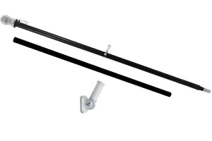 TWO 6' FT SPINNING STABILIZER ALUMINUM FLAG POLES (BLACK) W/ BRACKETS - Picture 1 of 6