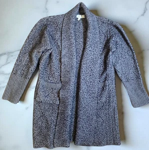 Guess Pullover Damen groß grau Wollmischung vorne offen Schal Cardigan 3/4 Arm - Bild 1 von 8