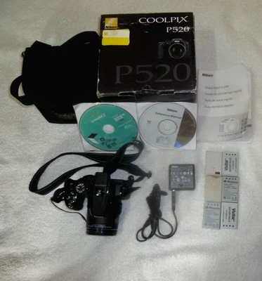 Nikon COOLPIX P520 18.1MP Digital Camera - Black with Box and Batt's. 42X zoom - Image 1 of 4