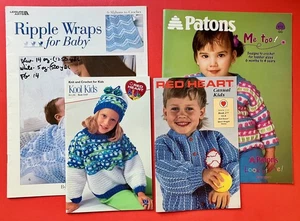 4 KNIT & CROCHET PATTERN booklets for KIDS, TODDLERS.wraps . Red Heart, Paton's  - Picture 1 of 1