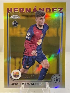 2024-25 Topps Chrome UEFA Unai Hernandez RC Gold Refractor /50 - Picture 1 of 3