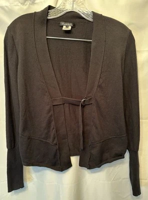 Cárdigan Suéter Nanette Lepore Frontal Cinturón Negro Algodón Cachemira Talla XS Foto 1 de 4