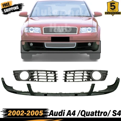 Nuevo parachoques delantero cenefa inferior + molduras antiniebla para Audi A4/Quattro/S4 2002-2005 Foto 1 de 4