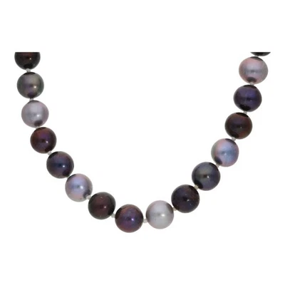 Perlenkette Schwarz/Grau Second Hand mit Gold Verschluss 333 25324557 getragen - Bild 1 von 3