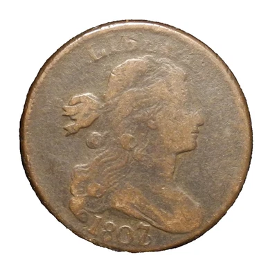 1807 1807/6 Draped Bust Large Cent 1C ERROR Overdate  ecoinsales - Image 1 of 2