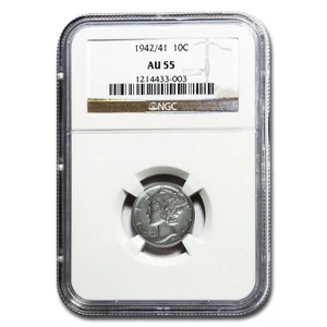 1942/41 Mercury Dime AU-55 NGC - Picture 1 of 3