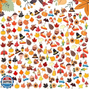 Cunno 150 Pezzi Charms Autunno Bulk per Creazione Gioielli Foglia d'Acero Zucca Tacchino C - Foto 1 di 5