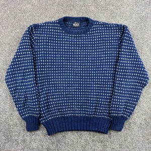 Vintage Woolrich Pullover Herren Large Blau Birdseye Rundhals Grobstrick Wolle - Bild 1 von 7