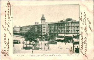 CPA Carte Postale Espagne Barcelona Plaza de Cataluna début 1950 VM101156ok - Picture 1 of 2