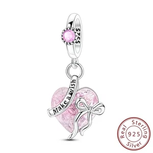 MULA European 925 Sterling Silver Charm Pink Wishes Pendant For Women Bracelet - Picture 1 of 7