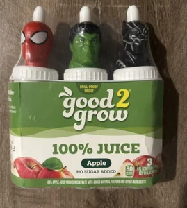 Good 2 Grow Juice toppers w/ Juice Bottle. Black Panther, Hulk, Spider Man - Picture 1 of 2