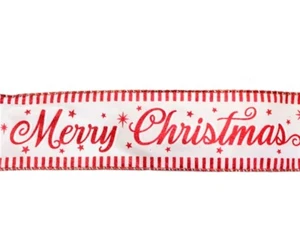 4 Yards 2.5" Merry Christmas ribbon~Wired ribbon~red glitter Christmas ribbon - Picture 1 of 2