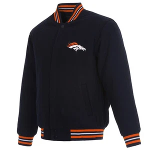 NFL Denver Broncos JH Design Wool Reversible Jacket With 2 Front Logos - Picture 1 of 4