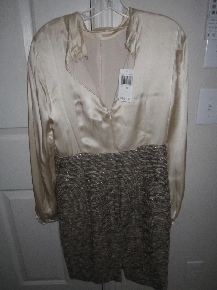KAY UNGER NEW YORK SILK AND GOLD METALLIC DRESS - SIZE 12 - RETAIL: $440.00 - Image 1 of 1