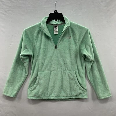 The North Face Girls Mint Green Fuzzy Fleece Pockets 1/4 Zip Jacket Size XL /18 - Image 1 of 4