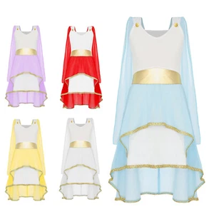 Girl Robe Halloween Greek Costume Breathable Toga Sleeveless Uniform Soft Gown - Picture 1 of 56