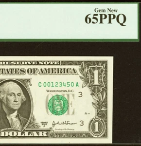 2003A $1 Federal Reserve Note PCGS 65PPQ partial Up Ladder 00123450 - Picture 1 of 3