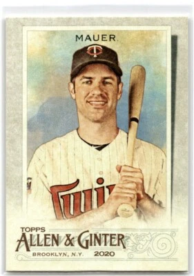 2020 Topps Allen & Ginter Joe Mauer Minnesota Twins #20 - Image 1 of 2