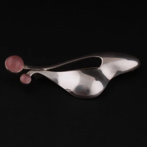 Niels Erik From Sterling Brooch with 2 x Rosa Quartz. MADE IN DENMARK. VERY RARE - Picture 1 of 4