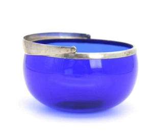 Kobaltblaue Glasschale Zuckerschale Schale Silberne Montur 830 Silber - Bild 1 von 4