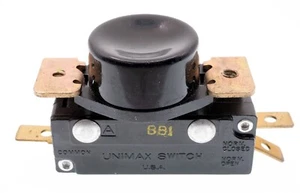 UNIMAX Single Snap-Action Endschalter ABB1 schwarz Taster, 15A, 125/250VAC 3/4HP - Bild 1 von 3