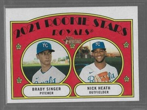 2021 Topps Heritage Rookie Stars Brady Singer / Nick Heath #129 KC Royals