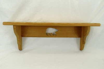 Vintage Wood Wall Shelf Cut-Out Bear Handmade Country cabin Rustic 22” X 5.5” - Image 1 of 4