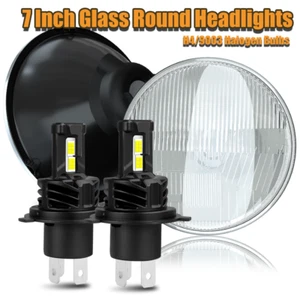 Pair 7" Inch Round LED Headlights Hi-Lo Beam For Ford Mustang 1965-1978 - Picture 1 of 22