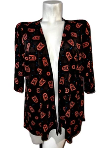 Cárdigan kimono elástico LLR LULAROE Top para mujer talla S marrón coral negro LINDSAY - Imagen 1 de 6