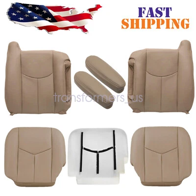 Cubiertas de asiento delanteras de cuero tostadas para Chevy Silverado 1500 2500 2003 2004 2005 2006 Foto 1 de 4