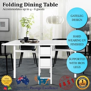 Dining Room Kitchen Gateleg Extendable Folding Dining Table with Storage Drawers - Picture 1 of 7