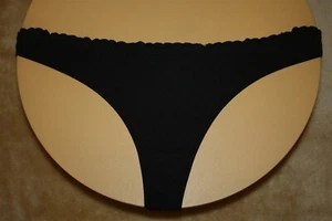 Midnight Black Thong With Ruffled Top On Band - Size 12 - Picture 1 of 2