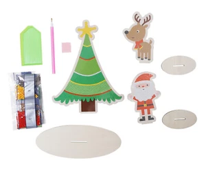 Kit Christmas Characters Wooden Diamond Painting 3 Pieces - Picture 1 of 2