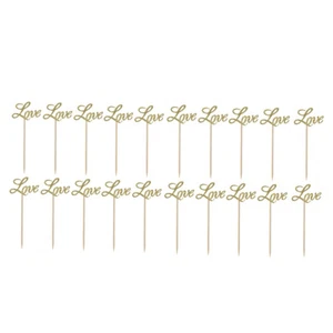 20x Glitzer papier Gold LIEBE Kuchen Cupcake Topper Zahnstocher Hochzeits dekor - Bild 1 von 8