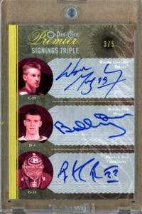 2009-10 OPC Premier Signings Triples Gold GRETZKY / ORR / ROY Triple Auto 3/5