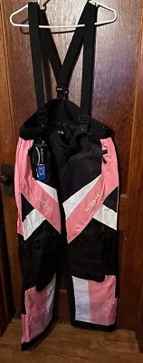 Mossi Motorsports Bib Overalls Ladies 2XLBlack/Pink. Reflective Thermal. New! - Image 1 of 4