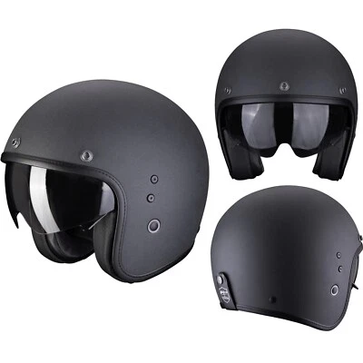 Scorpion Belfast Evo Graphite Motorcycle Jet Helmet Retro Vintage - Image 1 of 4