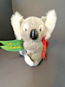 Plüsch Koalabär, 7", grau, "Australien" auf grünen Filzblättern & roter Schleife - Bild 1 von 12