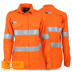 Hi Vis Ladies Womens INHERENT Day Night PPE2 Flame Retardant L/S Work Shirt - Foto 1 di 5