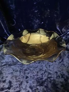 Jeanette Iris & Herringbone Iridescent Depression 11 3/4" Glass Bowl - Picture 1 of 2